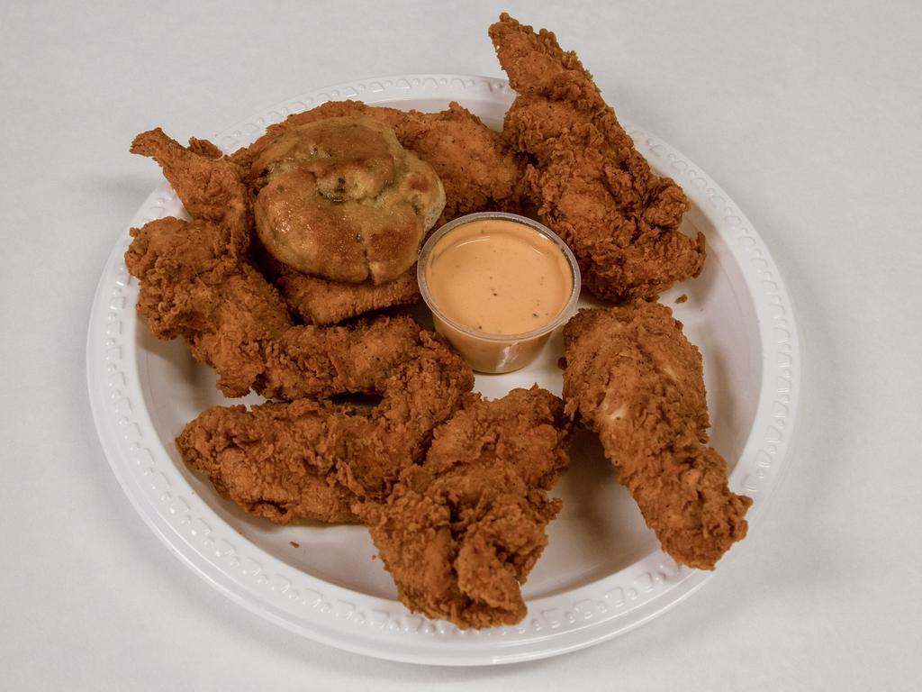 Tenders Family Meals · 12 pieces Cajun tenders, 6 biscuits and family fries.