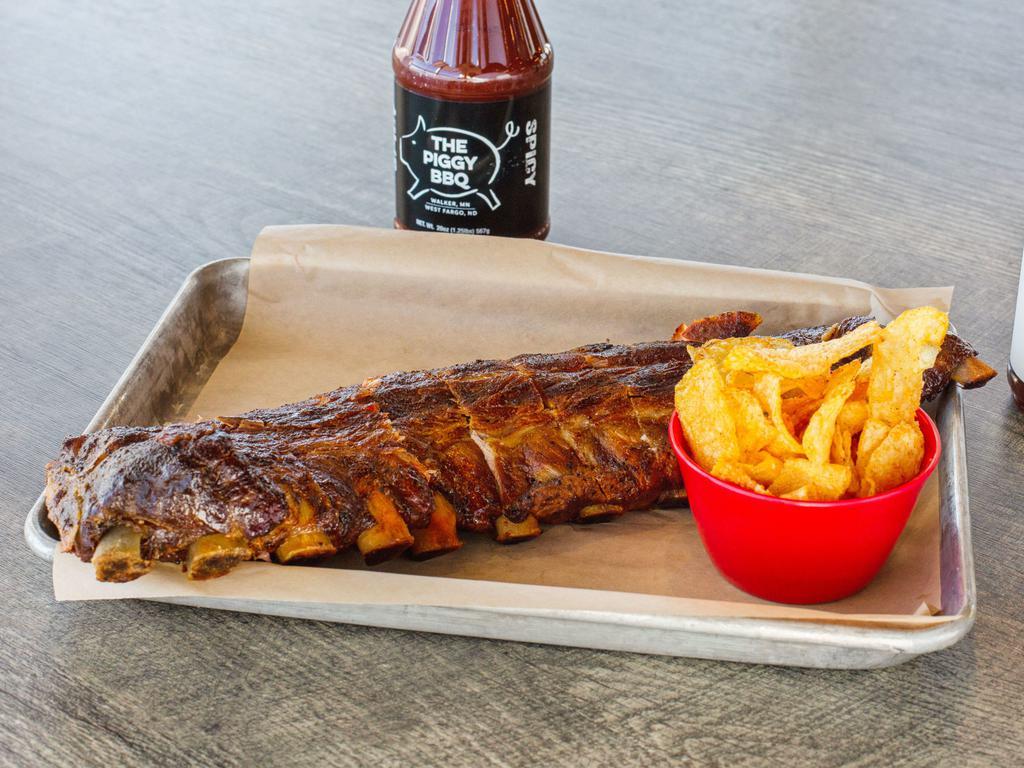 Full Rack of Legendary Ribs  · 12-14 pieces. Server with our House Kettle Chips & Piggy Sauce.