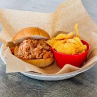 Jack Fruit · Vegetarian.  “Meat Only” or on a Fresh Bakery Bun.  Served with our House Kettle Chips & Pig...