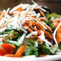 Mista di Campo* · Mixed greens, cherry tomatoes, carrots and olives with a balsamic vinaigrette and shredded r...