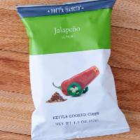Jalapeño Chips · Kettle cooked in sunflower oil until nice and crisp, with a jalapeño kick.