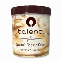 Talenti Caramel Cookie Crunch Gelato · Slow-cooked sweet cream gelato with chocolate cookie crumbles and ribbons of dulce de leche....