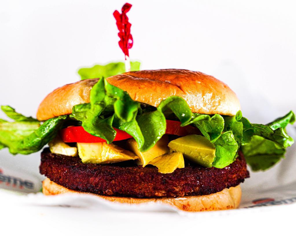 Black Bean Burger  · Your Choice of Cheese, Lettuce, Tomato & Avacado