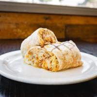 Bacon Breakfast Burrito · Crispy bacon, eggs, fresh hash browns, and melted shredded cheese in a flour tortilla.