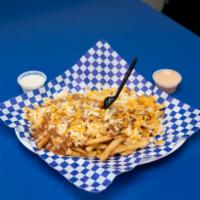 Chili Cheese Fries · Fries covered in our homemade chili and shredded cheddar cheese.