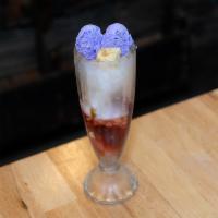 Halo-Halo · Mix fruit top with ube ice cream and flan.