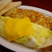 7. Denver Omelette · Hearty omelette stuffed with diced ham, tomato, onions, bell pepper and cheese. Served with ...