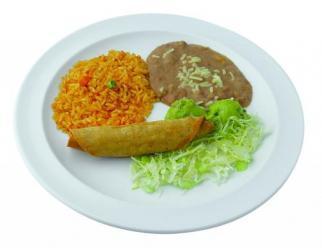 Kids Taquitos Jr. Plate · One taquito with guacamole, rice and beans. 