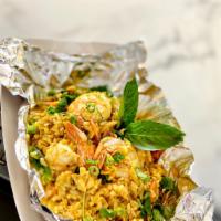 Curry Fried Rice · Mildly spiced. Peas and carrot, green and white onion, pineapple, egg and turmeric powder. G...