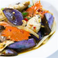 2. Spicy Eggplant · Sauteed eggplant, sweet basil with garlic and oyster sauce.