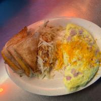 Ham and Cheese Omelet · Sauteed diced ham and melted cheese.
