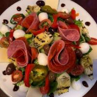 The Italian Chopped Salad · Salami, pepperoni, sharp provolone, mozzarella pearls, roasted red peppers, vinegar peppers,...