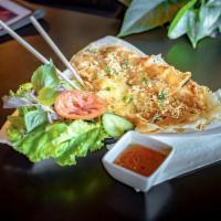 HW2. Tom Quet Cuon Banh Trang  · Deep fried shrimp paste wrapped in rice paper serve with fresh lettuce, bean sprout, cucumbe...
