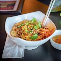 BN8. Bun Dac Biet · Combination (chicken, beef, pork, shrimp, eggroll) noodle served with bean sprout, cucumber,...