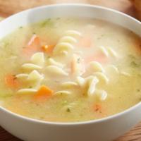 Old Fashioned Chicken Noodle · Soup that is made with chicken, broth, noodles, and vegetables.