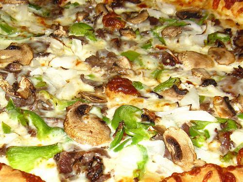 Philly Steak Pizza · Large. Philly steak, onions, mushrooms and green peppers with provolone cheese.