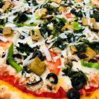 Veggie Lover's Pizza · Peppers, onions, mushrooms, olives, spinach, and tomatoes.
