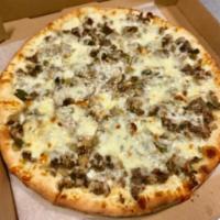 Steak Special Pizza · Mushrooms, onions, peppers, and steak.
