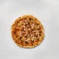 Supreme Pizza · Pepperoni, ham, sausage, bacon, green pepper, onion and banana peppers.