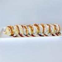 Shark Special Roll · In: Crab meat, avocado and shrimp tempura. Out: Special sauce, unagi sauce and deep fried. C...