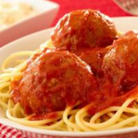 Spaghetti · Served with choice of marinara sauce, meat sauce, meatballs or sausage.