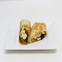 Peanut Butter and Jelly Wrap · Peanut butter, jelly, granola and banana.