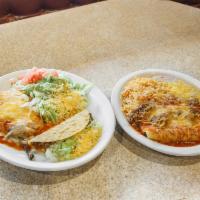 Special Dinner · Chalupa, taco, chile relleno, tamale and enchilada. Served with Mexican rice and re-fried be...