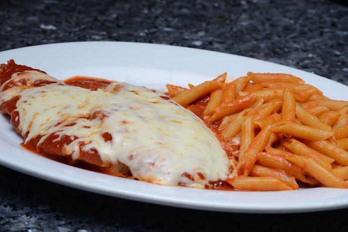 Chicken Parmigiana Platter · Served with choice of pasta or salad. 