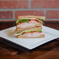 #25. Cracked Pepper Turkey Sandwich · Cracked pepper turkey, pepper jack cheese, mixed greens and chipotle mayonnaise on multigrai...