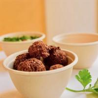 Falafel (Green Herbs) · Our own falafel, made with fresh herbs everyday.    Price for 5 falafel balls.  Minimum 2 po...
