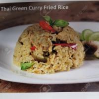 Green curry fried rice · Pan fried rice with that famous thai green curry spices