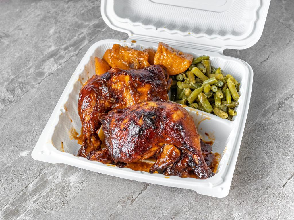 BBQ Chicken · Served with your choice of 2 sides.