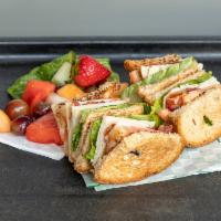 Club Triple Decker Sandwich · Turkey, bacon, Swiss cheese.