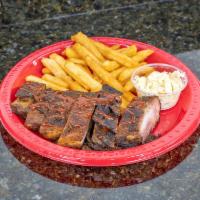 Rib Tip Plate · Meaty boneless ribs.