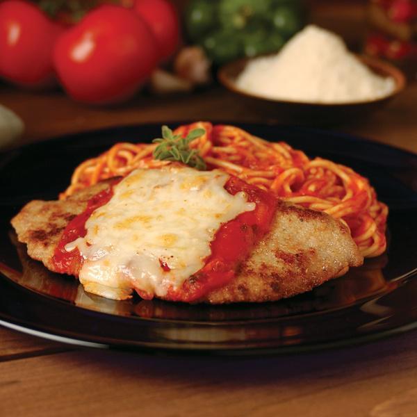 Chicken Cutlet Parmigiana Dinner · Lightly breaded pan-fried chicken cutlet topped with our homemade marinara sauce. Made to order and served with your choice of pasta and a fresh-baked Italian loaf.