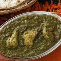 Chicken Saag(Boneless) · Comes with Rice and Roti 