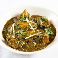 Goat Saag(Bone-In) · Comes with Rice and Roti