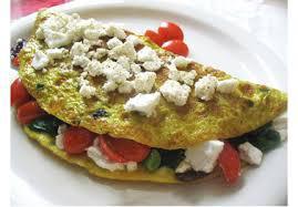 Greek Omelet · Made with 3 large farm-fresh eggs with tomatoes, onions and feta cheese. Served with home fr...