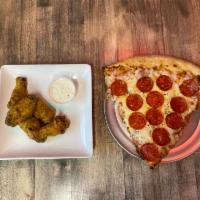 #4 Big Pizza Slice and Wings Combo · 10