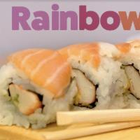 RAINBOW ROLL · 8 pieces
In - Kani & avocado
Top - tuna, salmon, yellowtail & shrimp