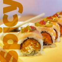 SUSH1 SPECIAL ROLL · 8 pieces
In - spicy tuna 
Top - salmon, yellowtail, jalapeños & siricha.