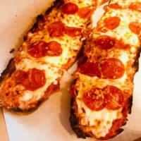 Classic Bread Pizza · Red sauce, mozzarella, and pepperoni.