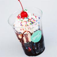 Classic Sundae (Double Scoop) · Double scoop sundae with homemade hot fudge or caramel sauce, whipped cream, topping, and a ...