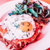 Croque-Madame · Traditional cooked ham, sunny side-up egg, Swiss cheese, bechamel sauce, butter, pain de mie...