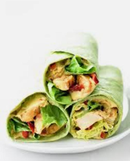 Grilled chicken ranch wrap · Grilled Chicken, tomatoes , fresh
Spring Mix, red onion, Ranch dressing and Colby jack chees
Wrapped in a Spinach tortilla served with golden French fries
