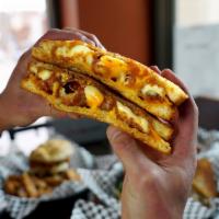 Grilled Cheese · American, cheddar and fried cheese curds on white bread