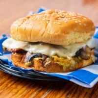 Mushroom Cheeseburger · Patty topped with cooked mushrooms and swiss cheese. 