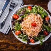 Crabmeat Salad · Spicy mayo crabmeat mixed green, Parmesan cheese, Grape tomato,
Olive oil and with homemade...