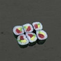 Tuna Avocado Roll · 6 pieces. Mini roll with tuna and avocado wrapped in rice with nori wrapping outside.