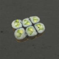 Avocado Cucumber Roll · 6 pieces. Mini roll with avocado and cucumber wrapped in rice with nori wrapping outside.